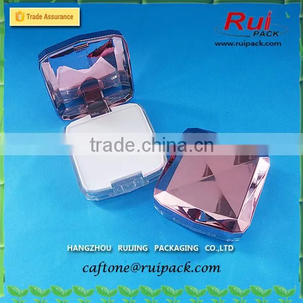 Mini Cute Compact Powder Cases With Mirror, Double Layers Fashion Rose Color Empty Cosmetic Makeup Compact Powder Case
