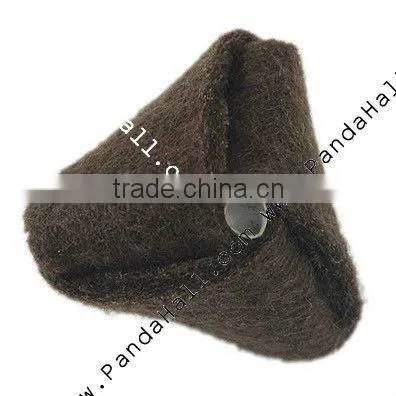 Handmade Woven Cloth Beads, Triangle, Coffee, Size: About 20mm Long, 23mm Wide, 23mm Thick, Hole: 3mm(FIND-P009-9)