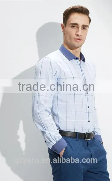 Men's Latest Business Cotton Linen Comfortable Gentlmen Long Sleeve Plaid Shirts photo-3