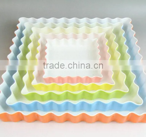 Bakeware Colorful Glazed Corrugated Ceramic Square Plate photo-2