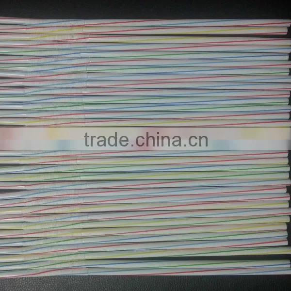 Disposable Plastic Striped Flexible Drinking Straw