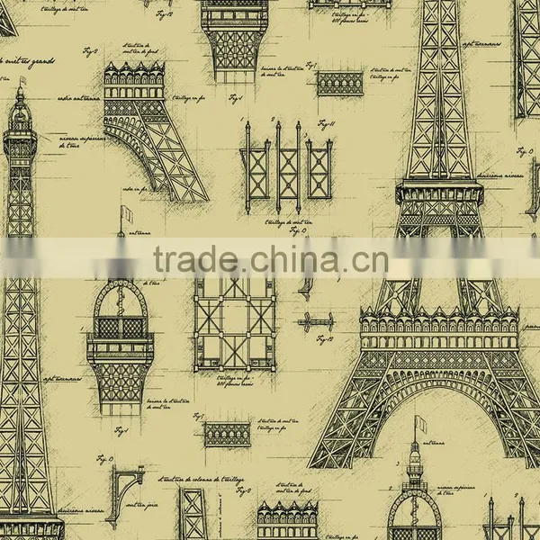 [0.5M/1M Width] TSAUTOP Cartoon Design Eifel Tower Water Transfer Printing Film Hydrographic Film Hydro Printing Film P2522