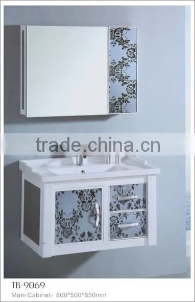 PVC/MDF bathroom vanity unit with ceramic basin