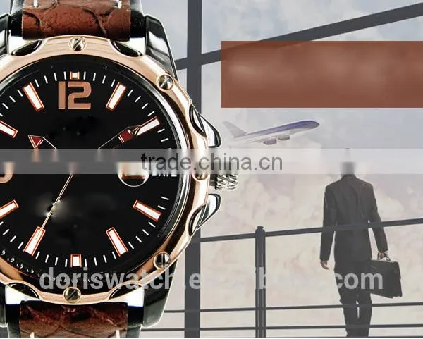 Classical Model Water Resisant Mens Leather Watches With Calendar Good Quality From Golden Supplier photo-2