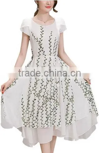 Womens Vintage Floral Printed Cap Sleeve Tea Dress With Belt photo-3
