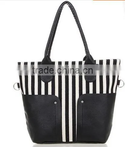 Canvas Beach Tote Bag Leather Handle(CAS15-049) photo-2