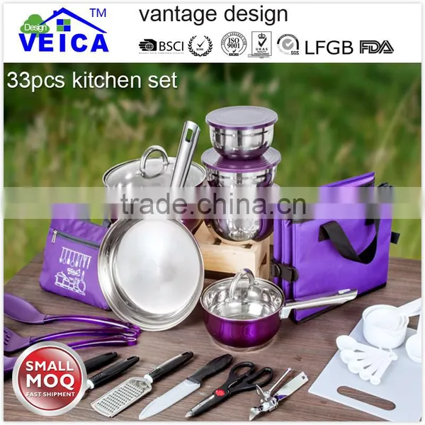 China Export Elegant Shape 33 Pcs Camping Kitchen Set