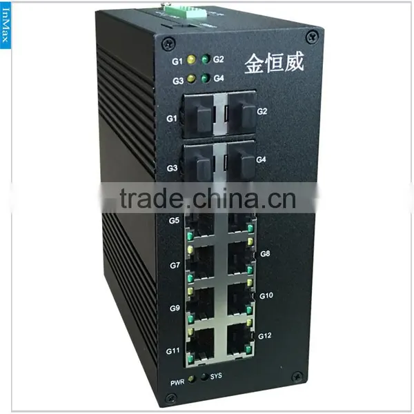 Full Gigabit DIN Rail Ethernet Switch, 4G+8T OEM Industrial Ethernet Switch Board I712A photo-3