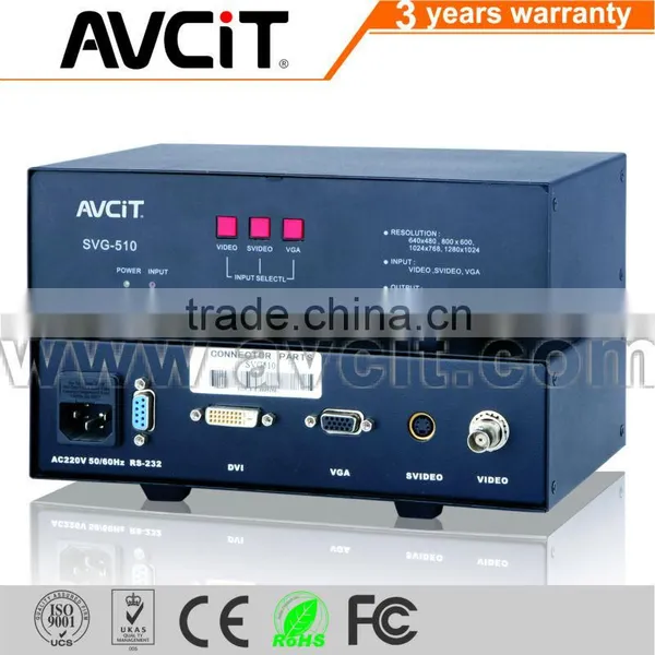 RCA Connector Composite Video S-video to VGA Converter Volum Tuner