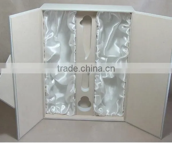Wholesale Factory Custom Leather 2 Bottles of Red Wine Box, Beautiful White Gift Box photo-4