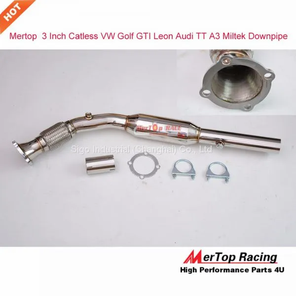 Mertop 1999-2005 VW GOLF JETTA BEETLE/2000-2006 AU** TT 1.8L CATLESS DOWNPIPE RACING EXHAUST photo-2
