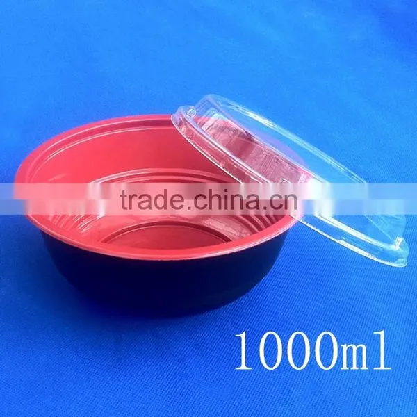 Red Disaposable Plastic Soup Bowl With Clear Lid photo-5