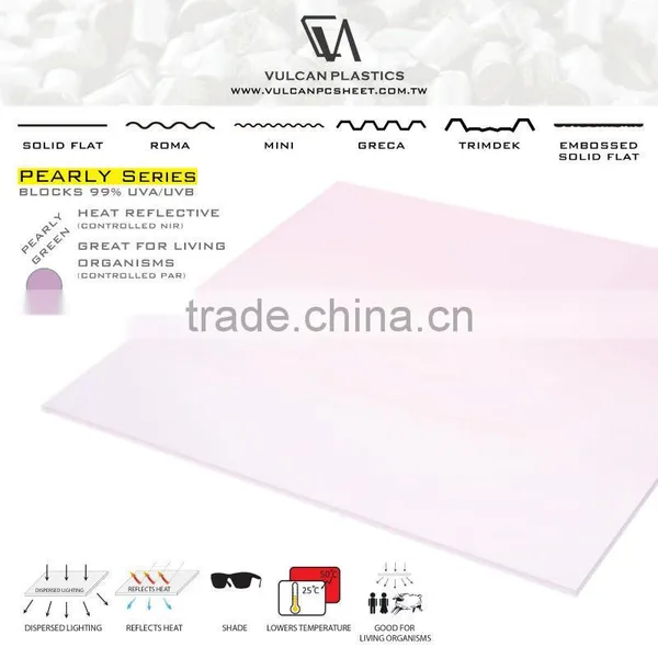 Greenhouse Polycarbonate Plastic Sheet (Pearly GREEN Solid Flat)