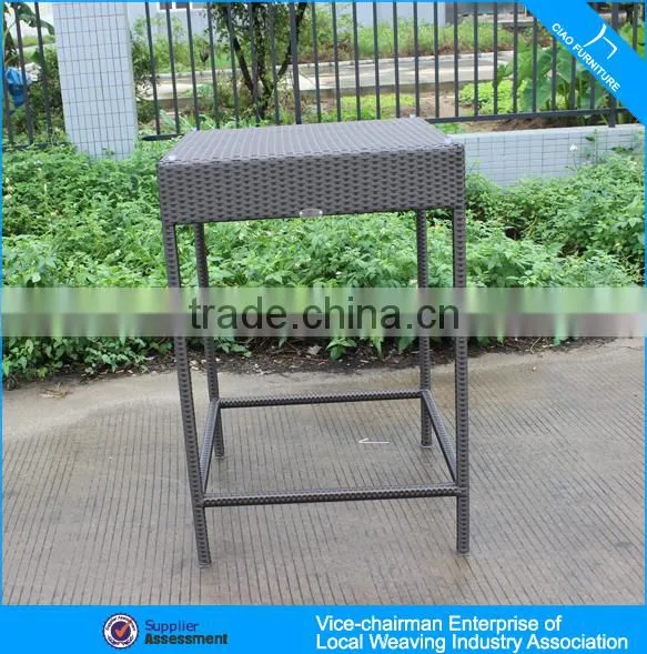 Garden wicker bar furniture fishbone weaving high bar table for sale