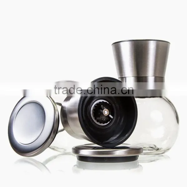 304 Stainless Steel Pepper and Salt Grinder, Spherical Glass Spice Grinder Commercial photo-3