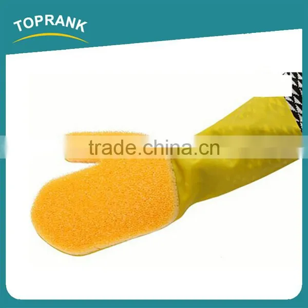 Toprank Household Kitchen Natural Latex Sponge Glove Dish Washing Cleaning Sponge Scouring Pad Glove photo-2