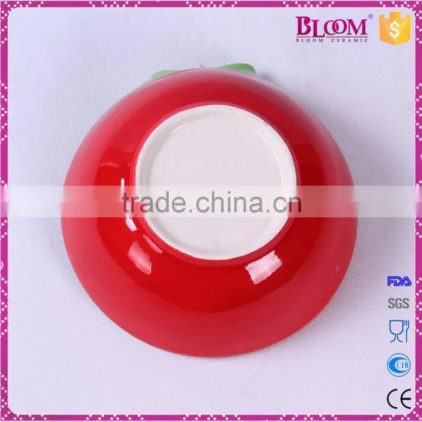 Hand-painted Red Ceramic Christmas Round Candy Bowl photo-6