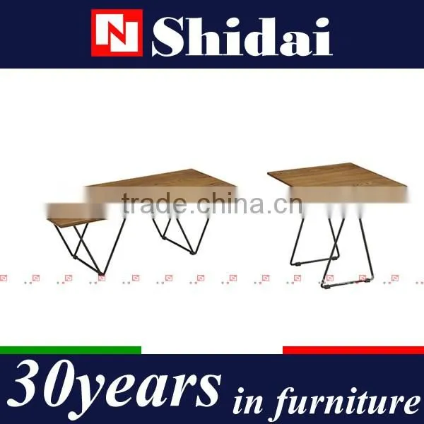 Iron Plate Legs Wooden Round Coffee Table Modern TA112 photo-5