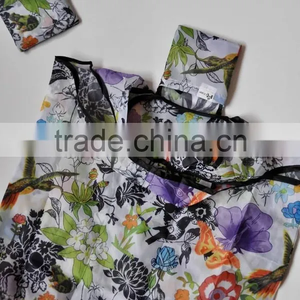 Rose Flowers Hummingbird Spring Eco Reusable Foldable Shopping Tote Bag photo-2