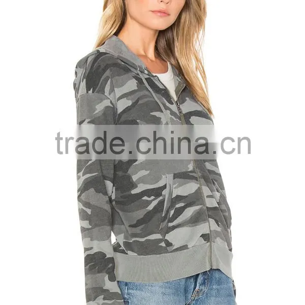 OEM Service Cheap Slim Fit Women Plain Camouflage Printed 80 Cotton 20 Polyester Hoodies With Hidden Pockets 2017 photo-3