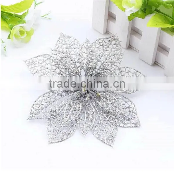 10cm Artificial Christmas Flowers, Christmas Garlands Rattan Christmas Tree Decorations photo-4