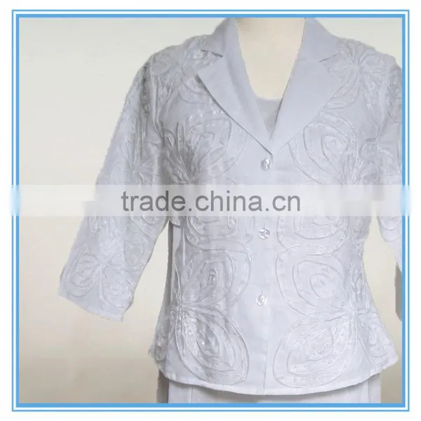 Women Embroidery White Skirt Church Suit photo-2