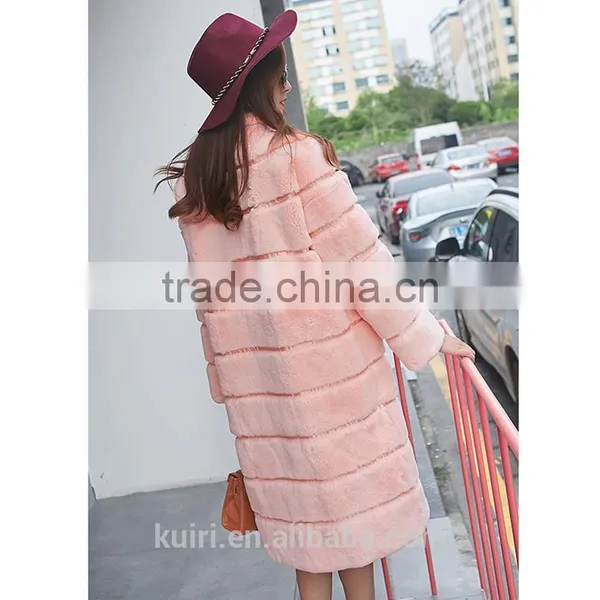 Fashion Show Style Rex Rabbit Fur Coat Women Very Long Rex Rabbit Fur Jacket Winter Fur Big Size photo-5