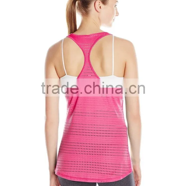 Women's Curved Hem Bright Color Mesh Tank Clothing Manufacturer photo-3