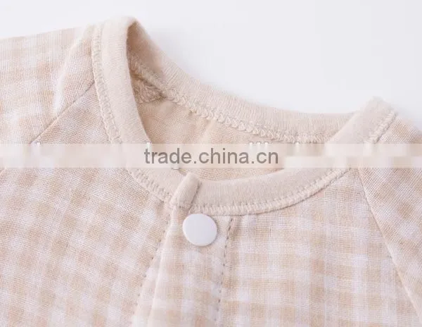 Wholesale Quality Baby Clothing Organic Cotton Onesie Baby Romper Plaid photo-3