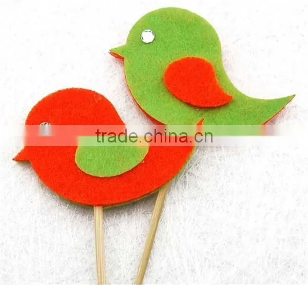 10 Handmade Felt Bird Cupcake Topper Cake Decorations Birthday Baby Shower photo-4
