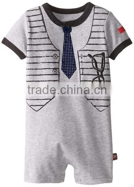 Gentle Style Short Sleeve Baby Boy Romper With Necktie photo-5