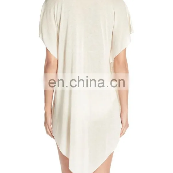 C55 Handkerchief Hem Crocheted Neckline Beach Cover-up Tunic Kaftan photo-3