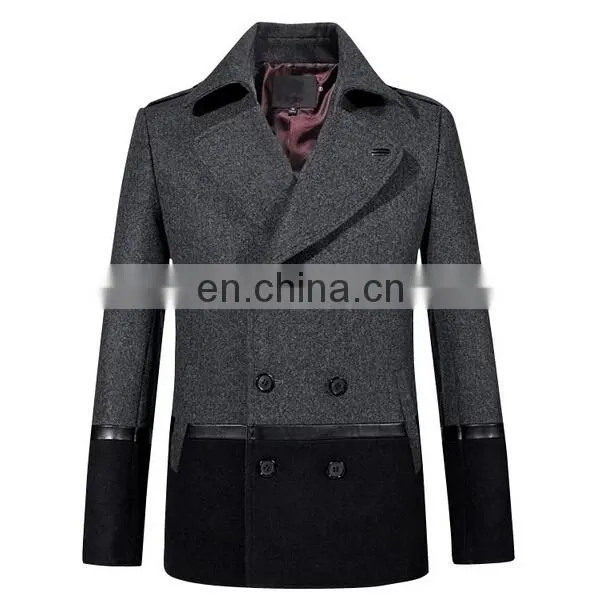 OEM Service Fashion Design Double Breasted Two Tone Wool Jacket For Men