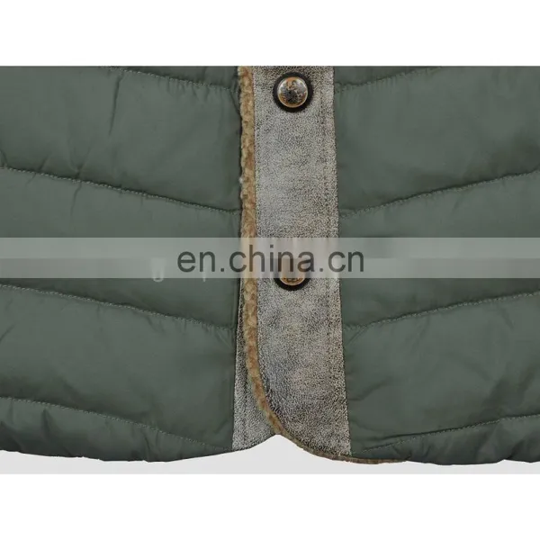 2015 Fur Collar and Placket pu Cuff Softshell Jacket photo-5