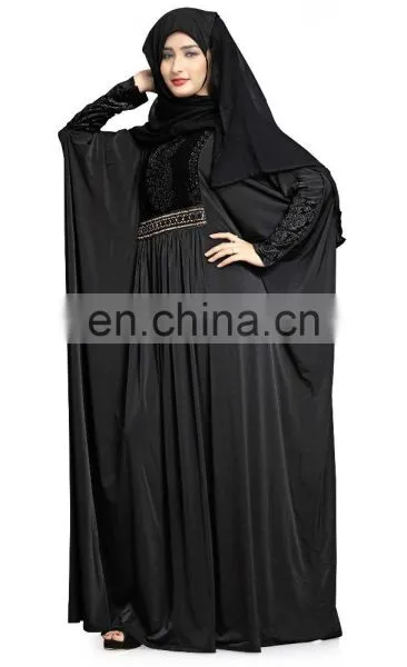 2017 Velvet Lycra (Stretchable) Dubai Style Free Size Abaya (Islamic Wear Abhaya Burkha) photo-3