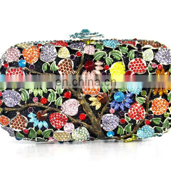 Crystal Clutch Bags With Stone Fushia Color Handmake Evening Clutch Bags for Party photo-6