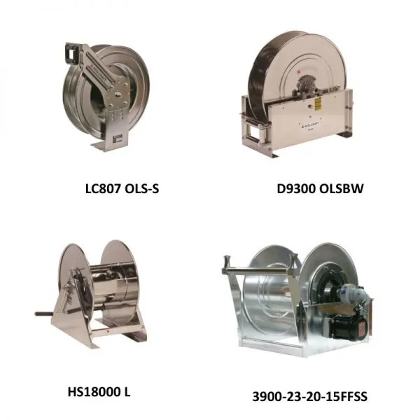 LC607 OLS Spring Retractable 304 Stainless Steel Hose Reel Water Air Cable Reels With 5 Million Life Time Rotary Joint photo-4