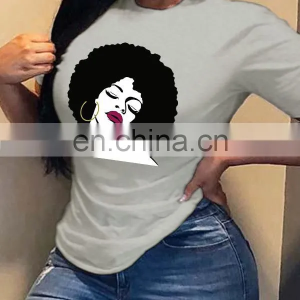 Head Print T-shirt Women European and American New Round Neck Short Sleeve Loose All-match Blouse T photo-3