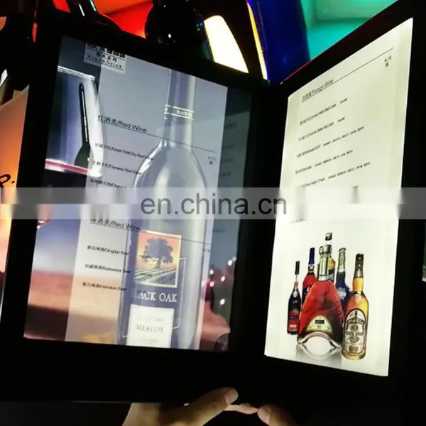 3 Pages Lighting Foldable Portable Battery Operated Acrylic Material Led Restaurant Menu photo-5
