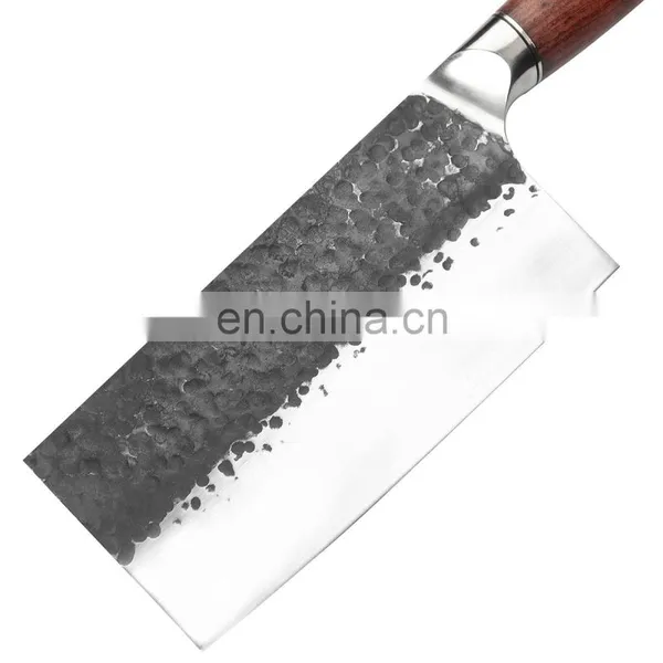 8 Inch Chinese Style Forged Hammered Stainless Steel Kitchen Meat Cleaver Chopping Knife With Wood Handle Slicing Knife photo-2