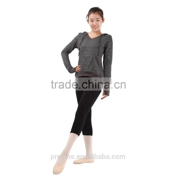 Women Dance Wear, Dance V Neck Thumb Hole Hoodie Top, Ballet Dance Warmer photo-2