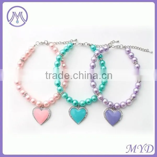 Crystal Stone Heart Pearl Cat Pendant Necklace photo-6