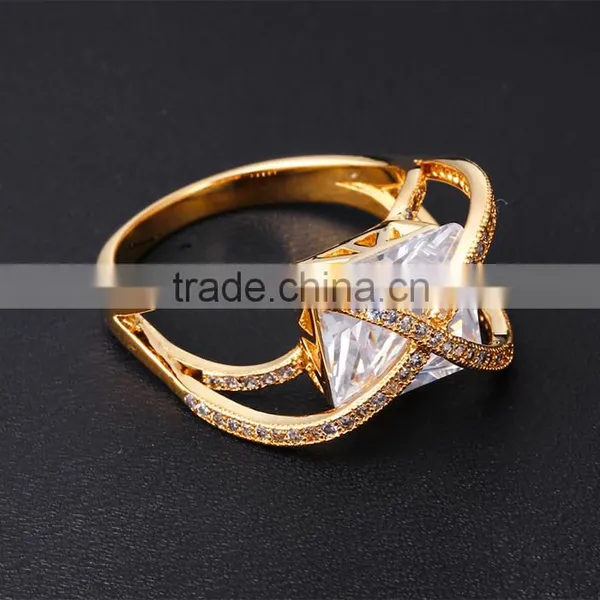 2016 Jewelry Ring Model Clear Zircon Stone Square Cross Shape Unique Design Ring photo-5