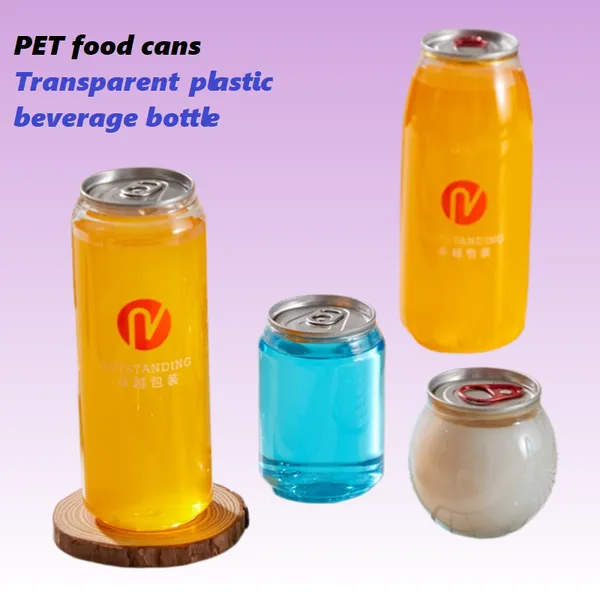 PET Food Cans Easy to Pull Lids Beverage Bottles