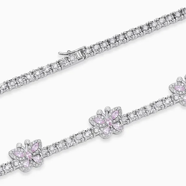 Shining Star Jewelry Women's Moissanite Colored Zircon Butterfly Tennis Necklace photo-5
