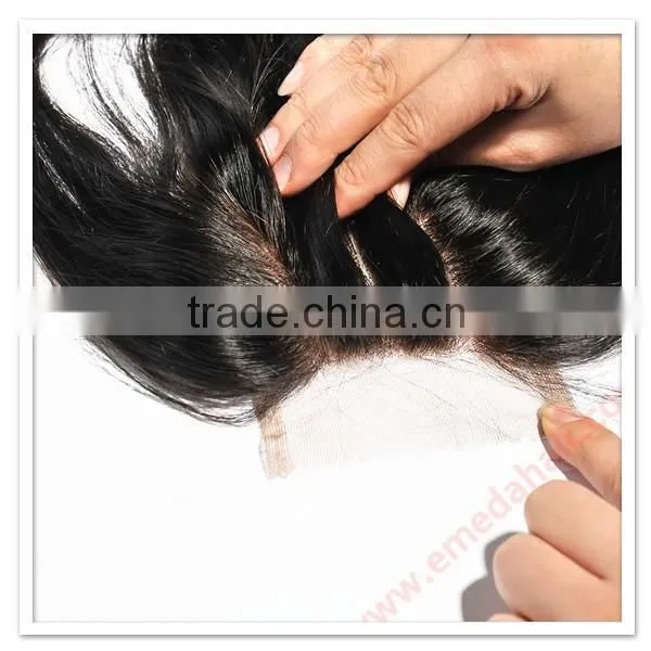 Cheap Body Wave 100% Virgin Brazilian Human Hair 3 Part Silk Base Lace Closure photo-5
