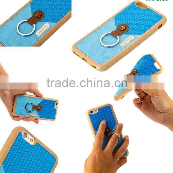 IPefet-New Arrive Premium Hybrid Leather TPU Bumper Case For IPhone 6/s With Ring photo-3