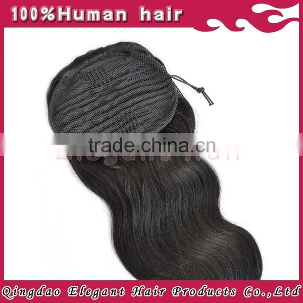 Indian Remy Hair Drawstring Ponytail With Clip, Wrap Around Human Hair Ponytail photo-5