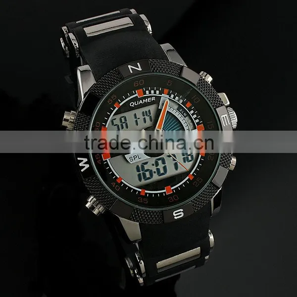 Gents Metallic Black Digital Analog Dual Sport Watch WS078