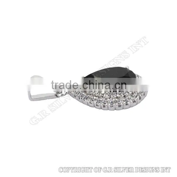 Black Onyx Pendant Sterling Silver,cz Pendants Wholesale,925 Silver Pendant Jewelry photo-3